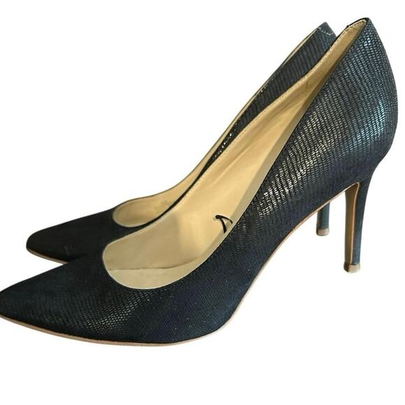 Marc Fisher Black Pointed Toe Darren Textured Pump Heels Size 9.5 - Picture 1 of 8